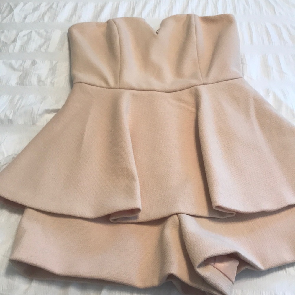 Peach skort strapless romper
